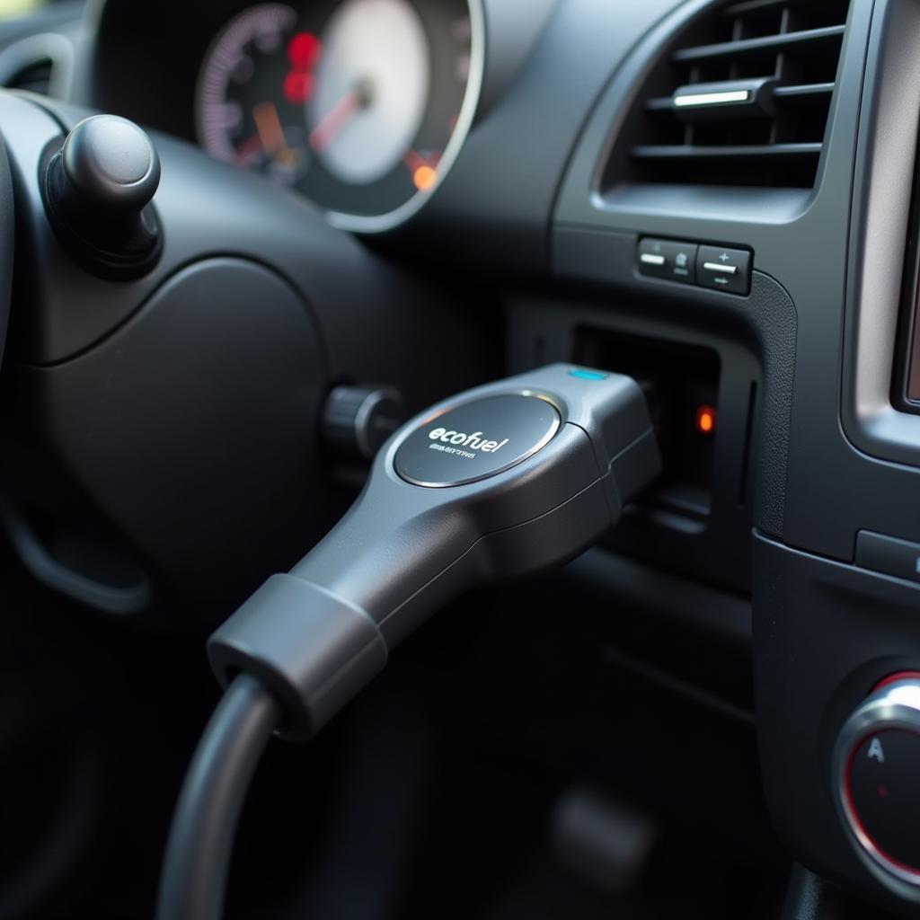 Ecofuel OBD2 Device Connected to a Car's OBD2 Port