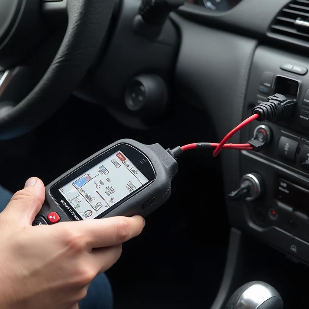 ELM OBD2 Scanner Connected to Car