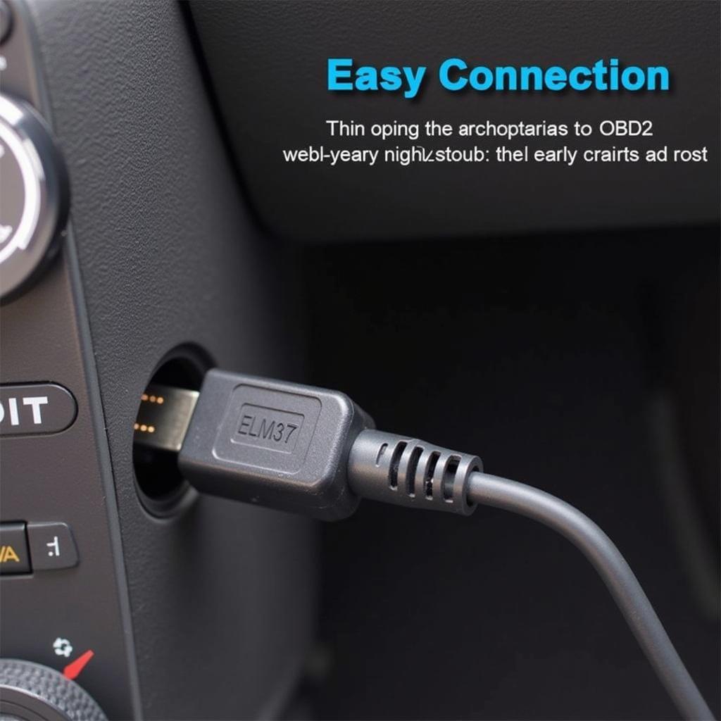 ELM327 Adapter Connected to Car OBD2 Port