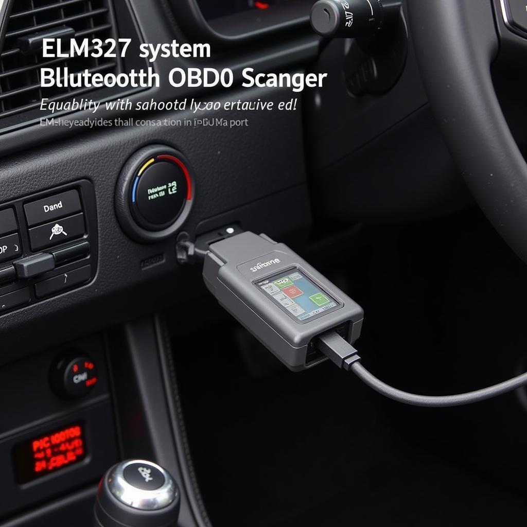 ELM327 Bluetooth OBD2 Scanner in a car's dashboard