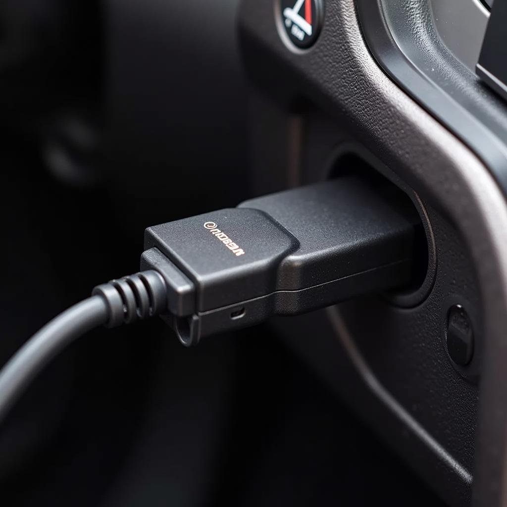 ELM327 Device Connected to Car OBD2 Port