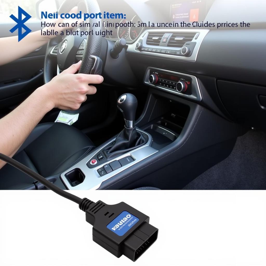 ELM327 OBD2 Bluetooth Adapter Connected to Car OBD2 Port