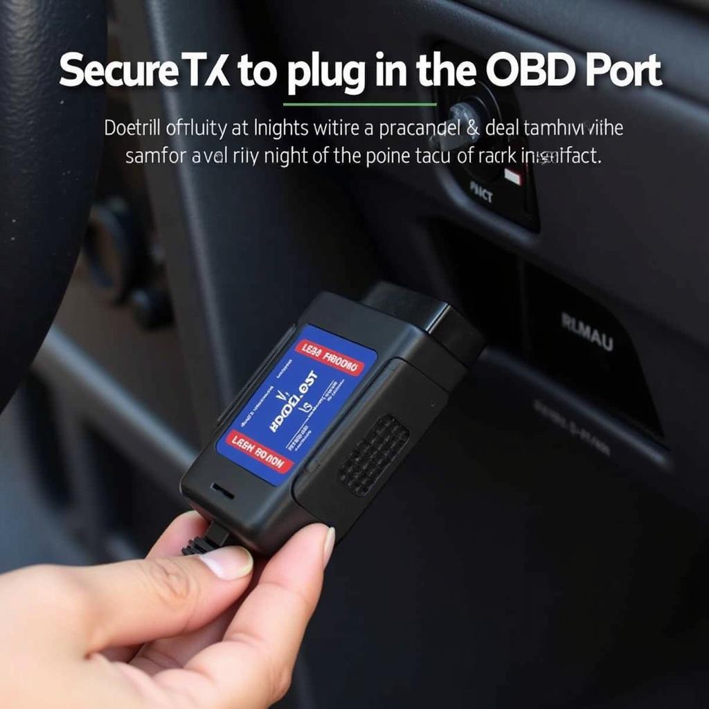 ELM327 OBD2 Bluetooth adapter connected to a car's OBD port