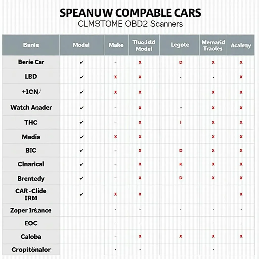 Vehicle Compatibility Chart for ELM327 OBD2 Scanners