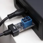 ELM327 USB interface connected to a car's OBD2 port