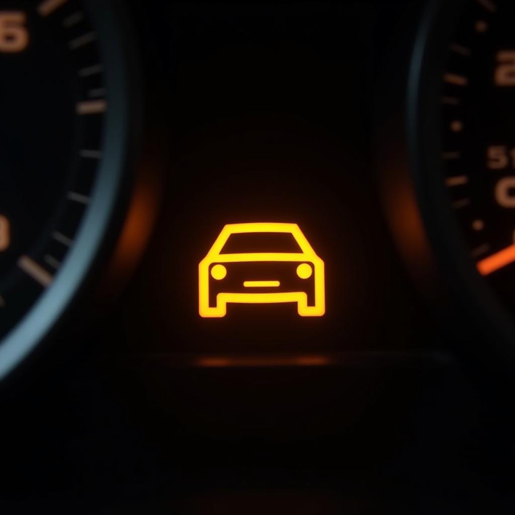 Car Dashboard with Emissions Light On