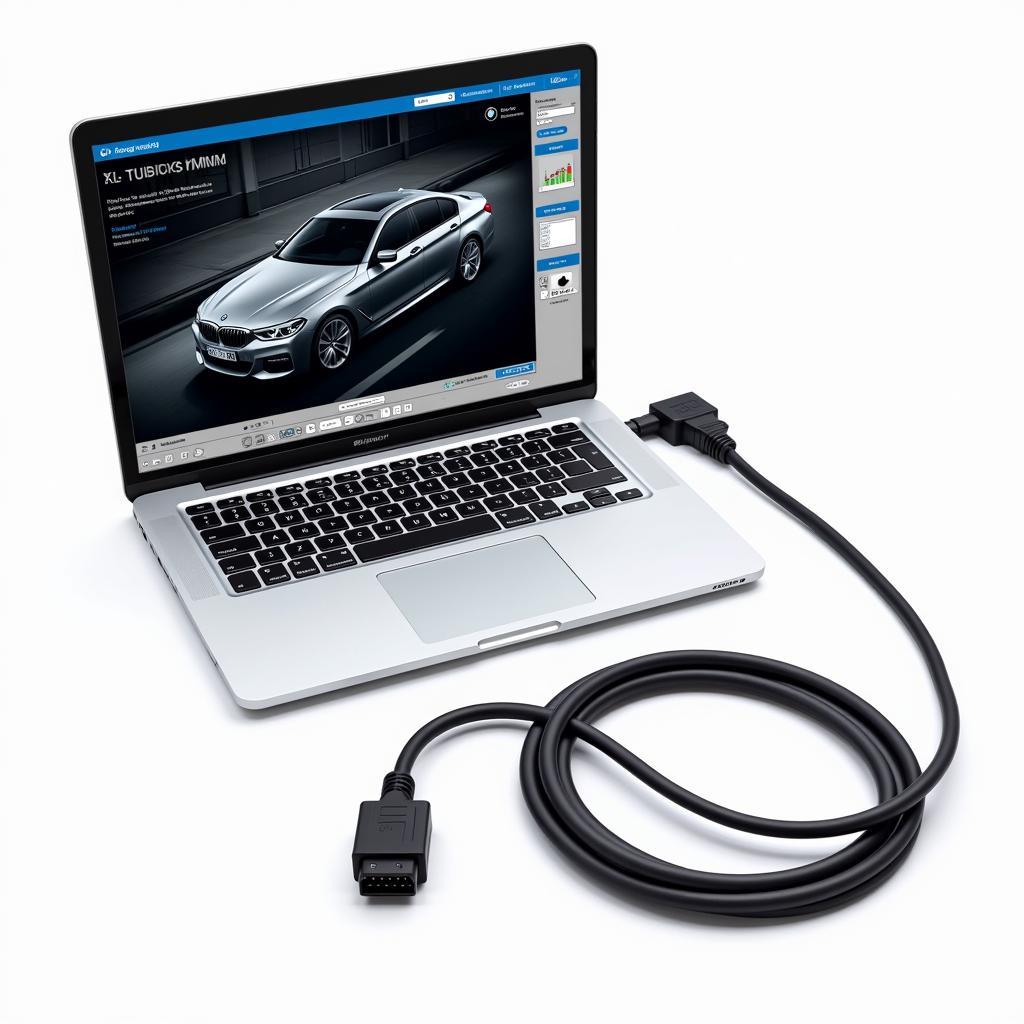 ENET Cable Connected to Laptop Displaying Diagnostic Software