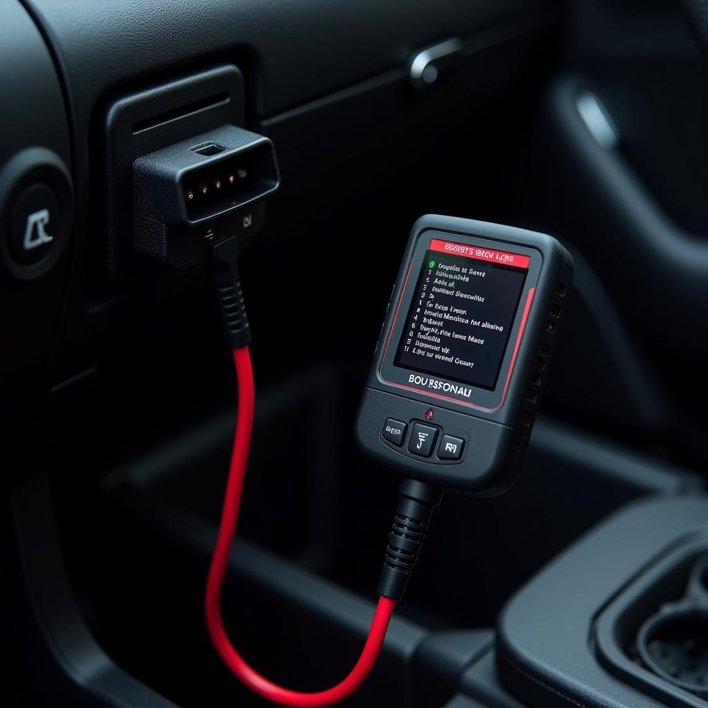 OBD2 Engine Light Scanner Connected to a Car