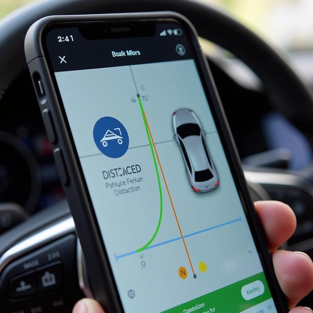 Smartphone Display Showing Real-time Parking Data from OBD2 Scanner