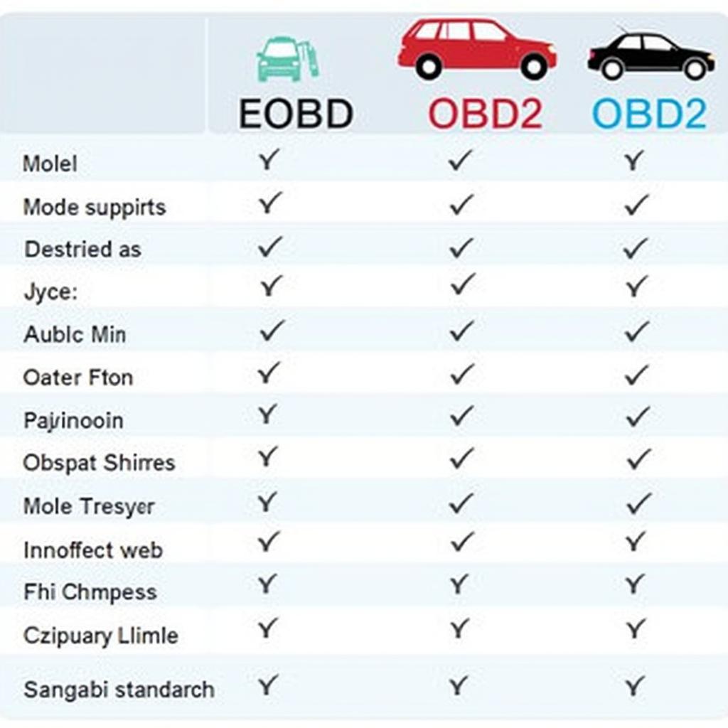 EOBD and OBD2 Compatibility Chart