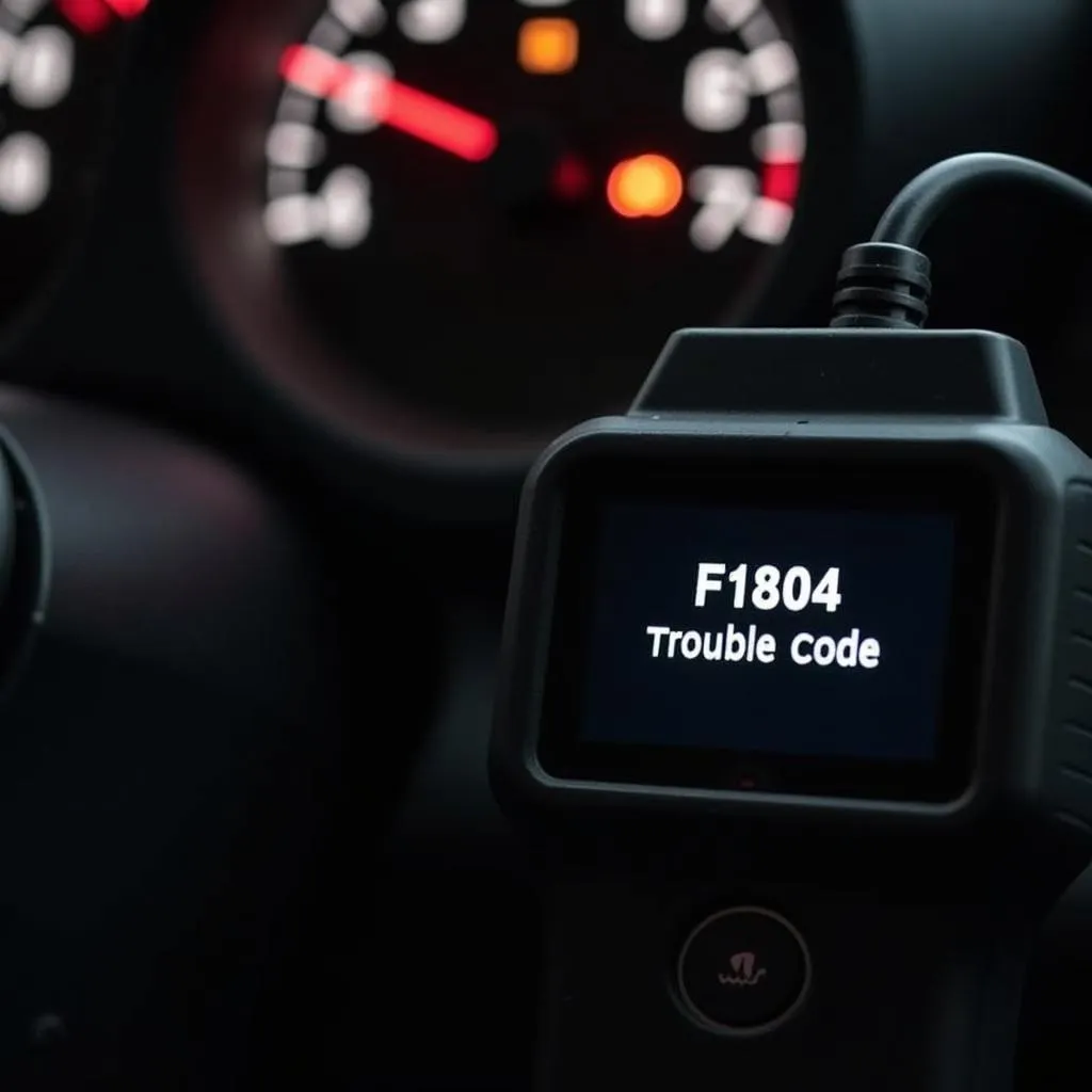 Car dashboard displaying the F1804 OBD2 code