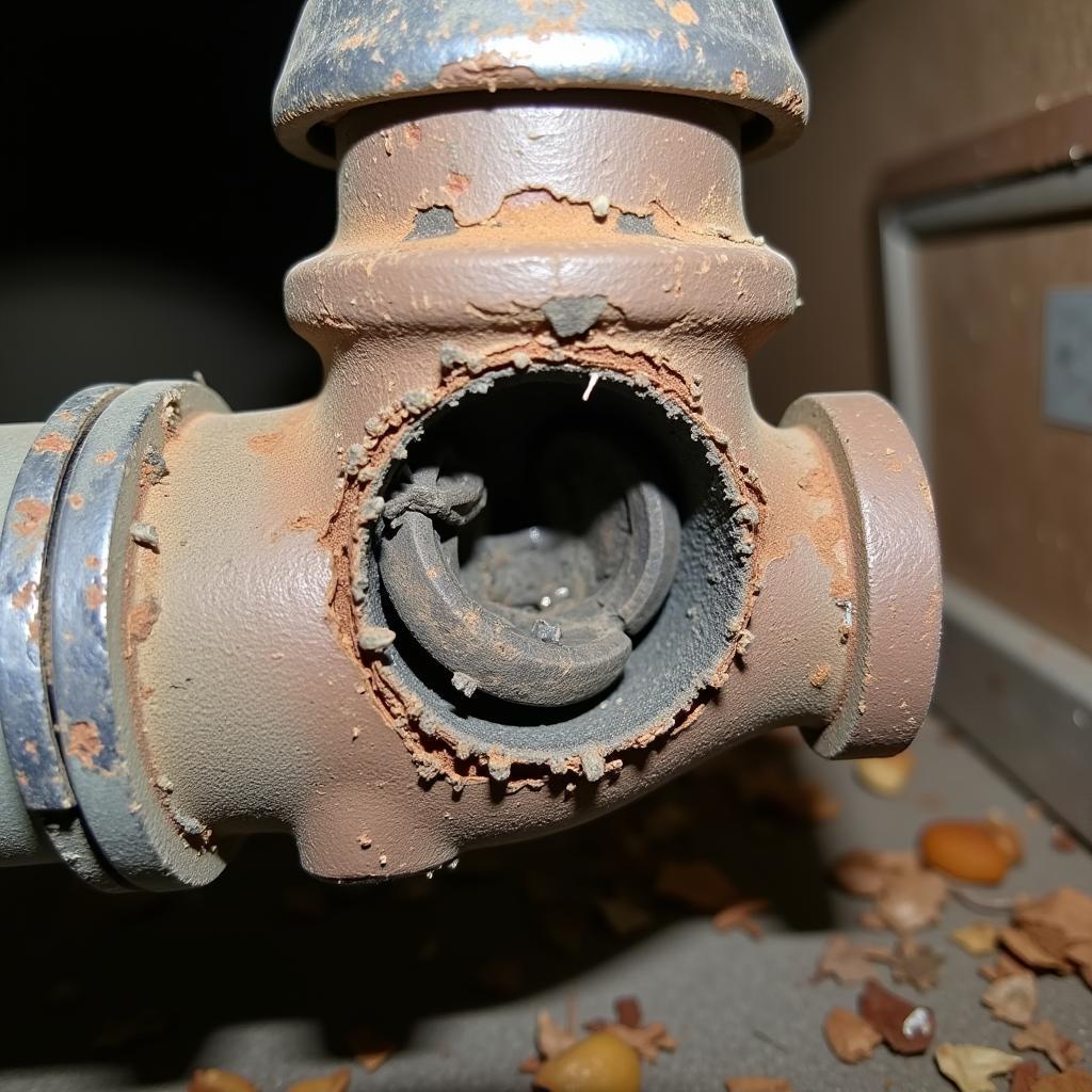 Close-up of a faulty vent valve