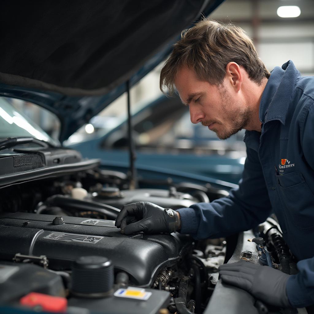 Mechanic Fixing P0171 Error on a Chevrolet