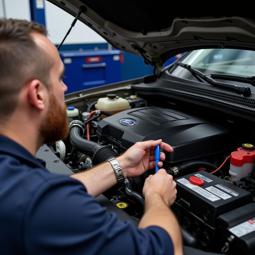 Ford Explorer Undergoing Maintenance