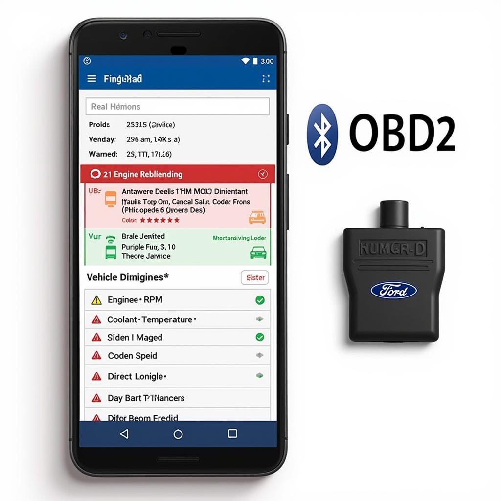 Ford OBD2 Bluetooth App Displaying Diagnostic Data