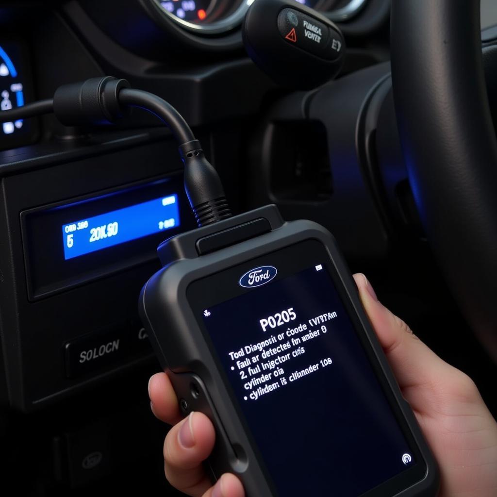 Ford OBD2 Scanner Connected to a Car's Port