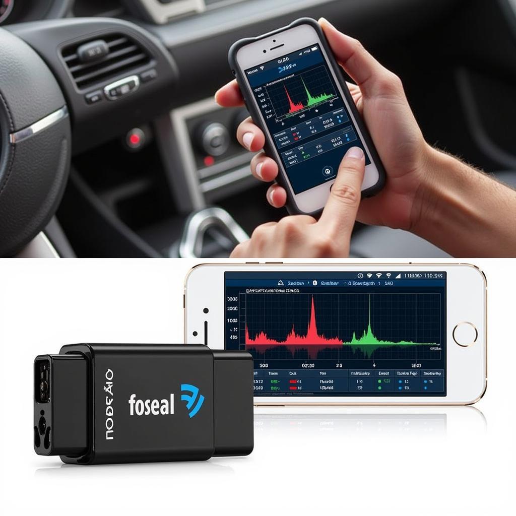 Foseal Wifi OBD2 Scanner Connected to a Smartphone