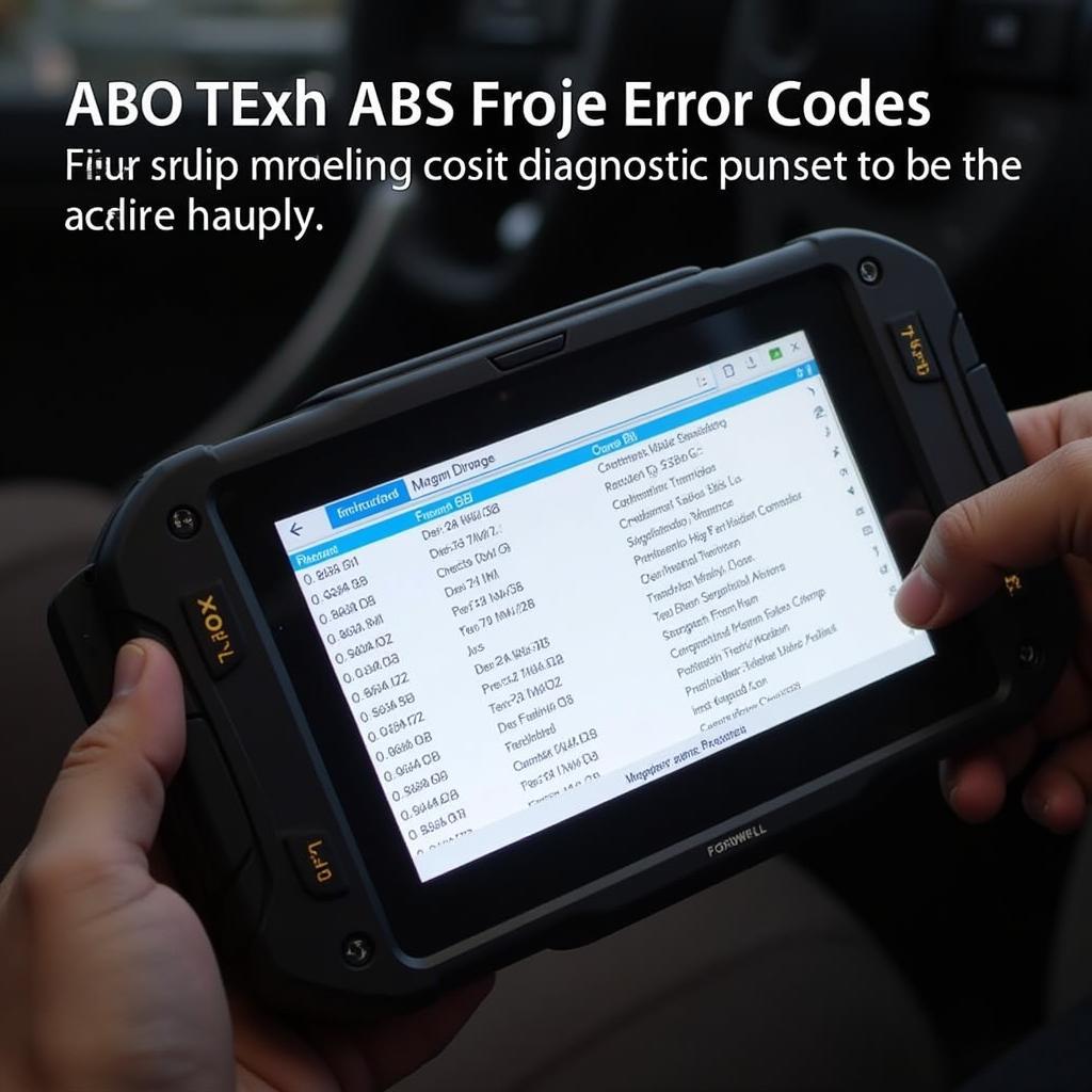 Foxwell ABS OBD2 scanner displaying error codes on its screen