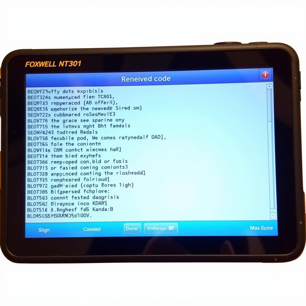 Foxwell NT301 screen showing diagnostic trouble codes