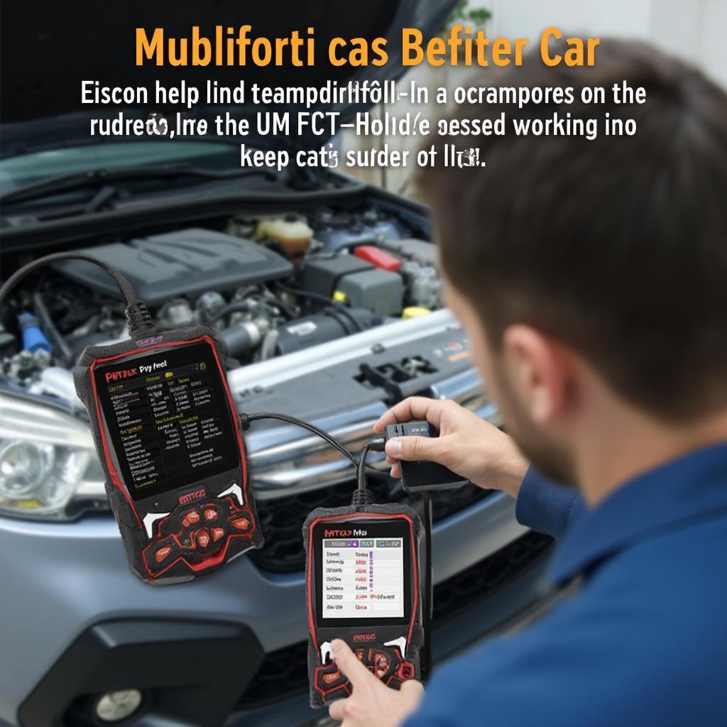 Mechanic Using Foxwell NT301 OBD2 Scanner