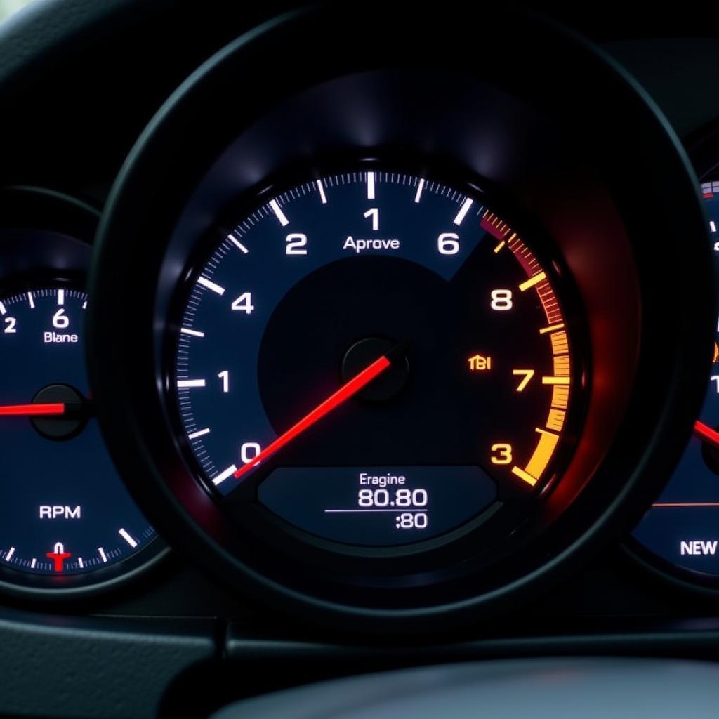 Car dashboard showing engine performance data