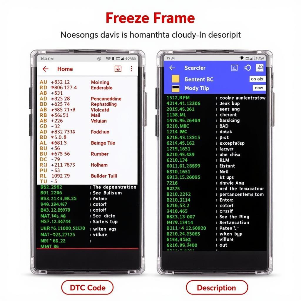 Freeze Frame Data Displayed on OBD2 Scanner