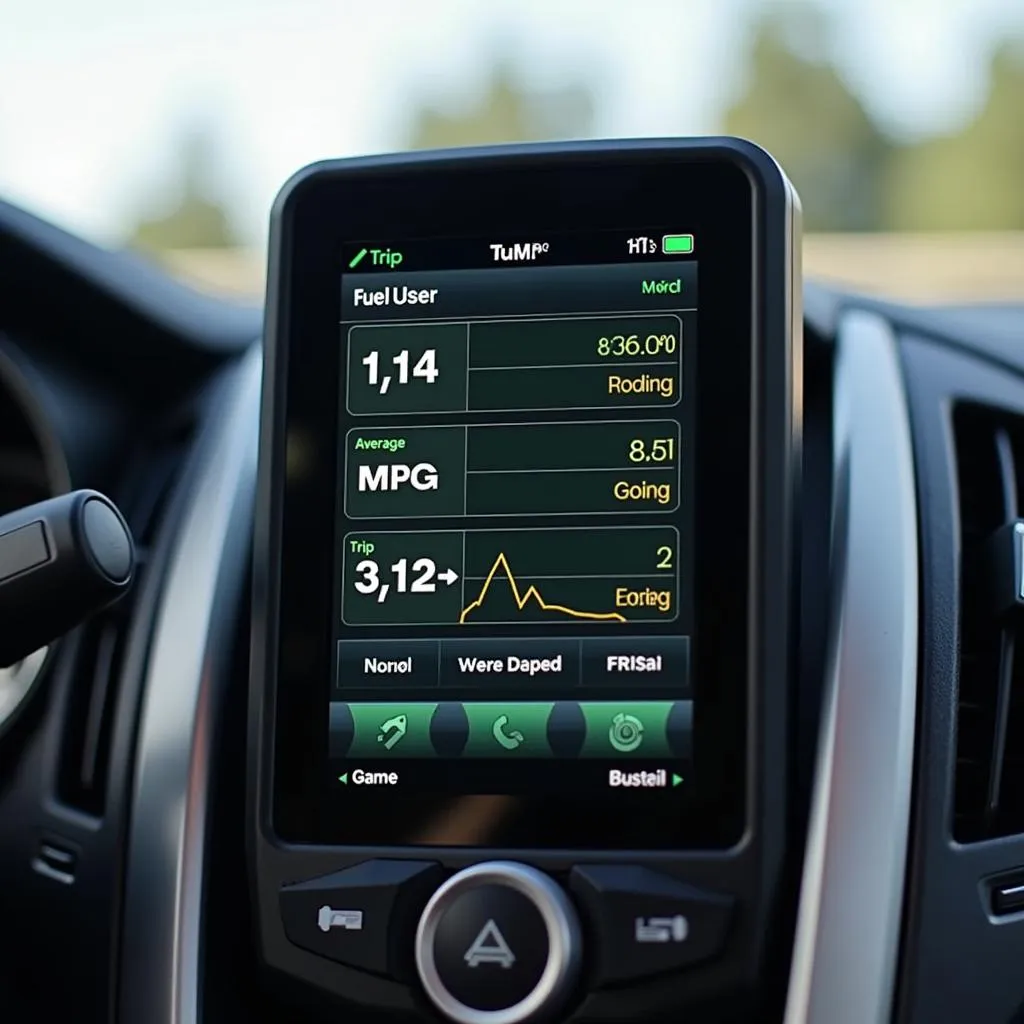 Fuel Max OBD2 Scanner Displaying Real-Time MPG Data