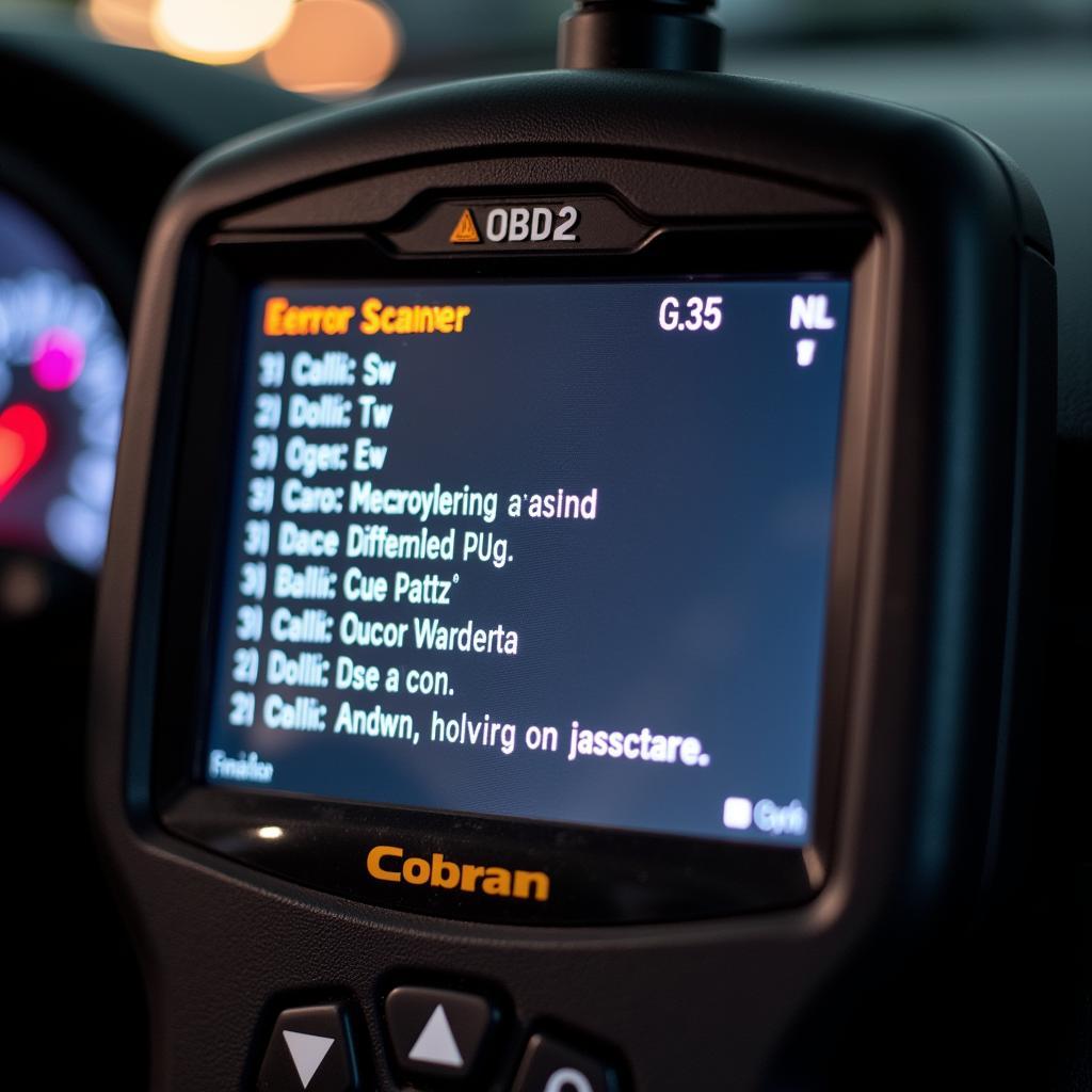 OBD2 scanner displaying error codes on a G35