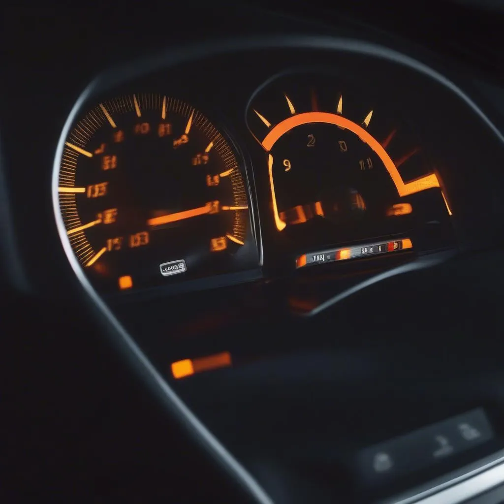 GM Dashboard with Check Engine Light Illuminated