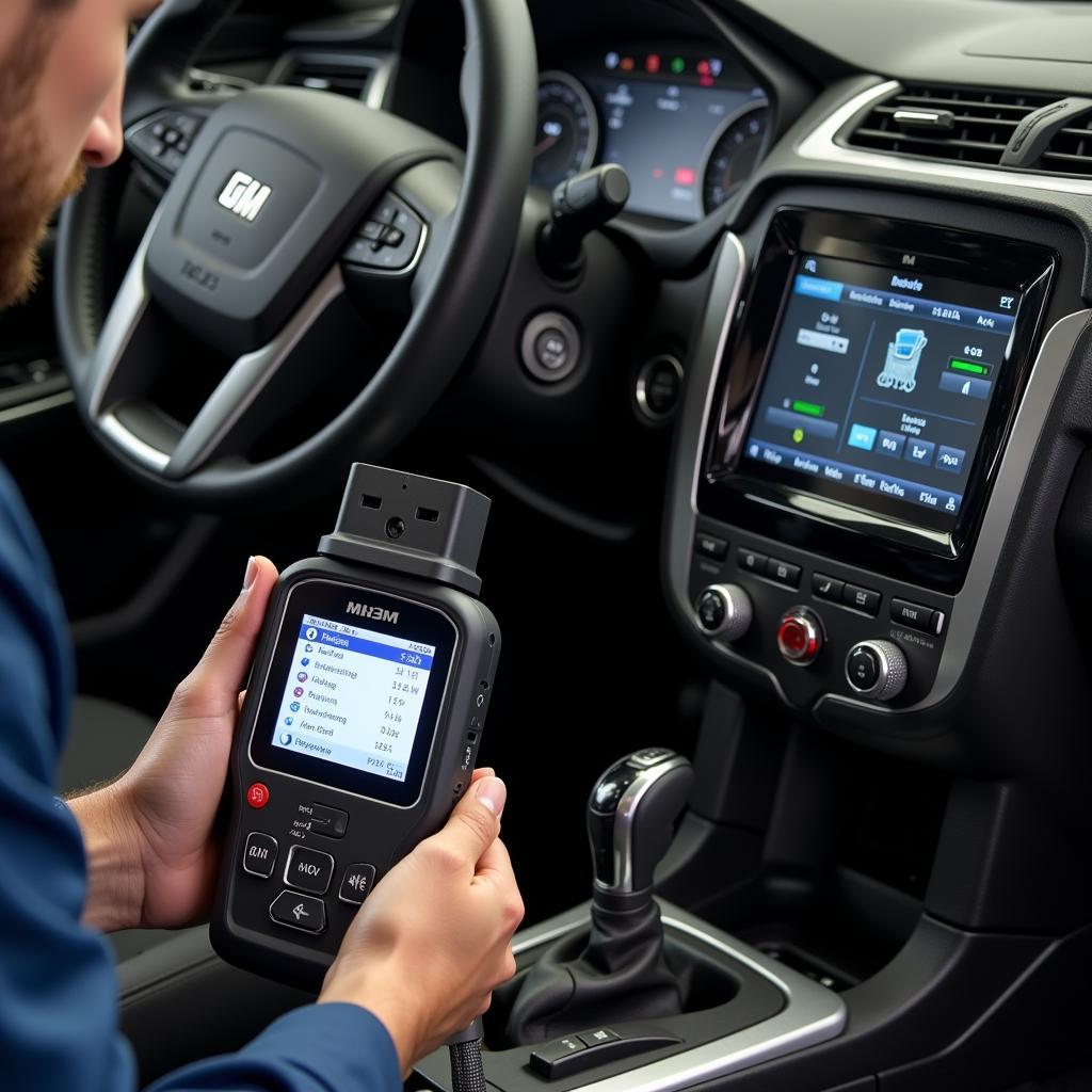 High-End OBD2 Scanner Performing Diagnostics on a GM Vehicle