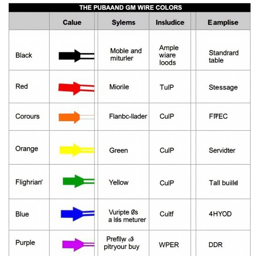 GM OBD2 Color Codes