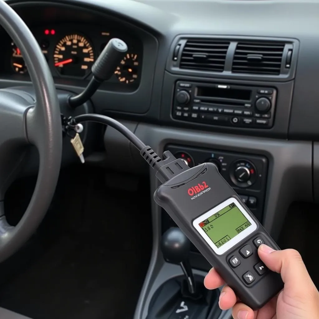 OBD2 scanner connected to car's port