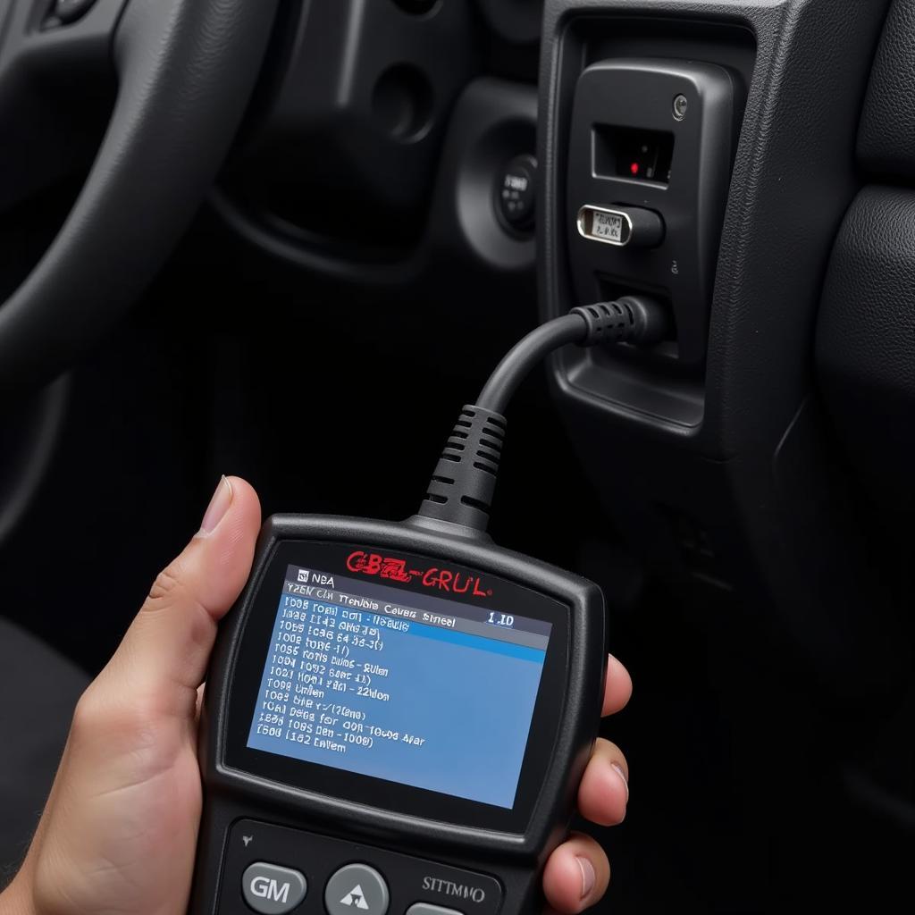 GM OBD2 Scanner Connected to Car