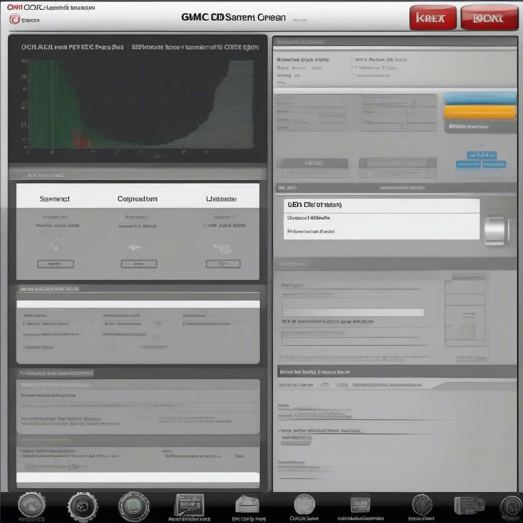 A GMC OBD2 scanner displaying diagnostic information like fault codes and live data