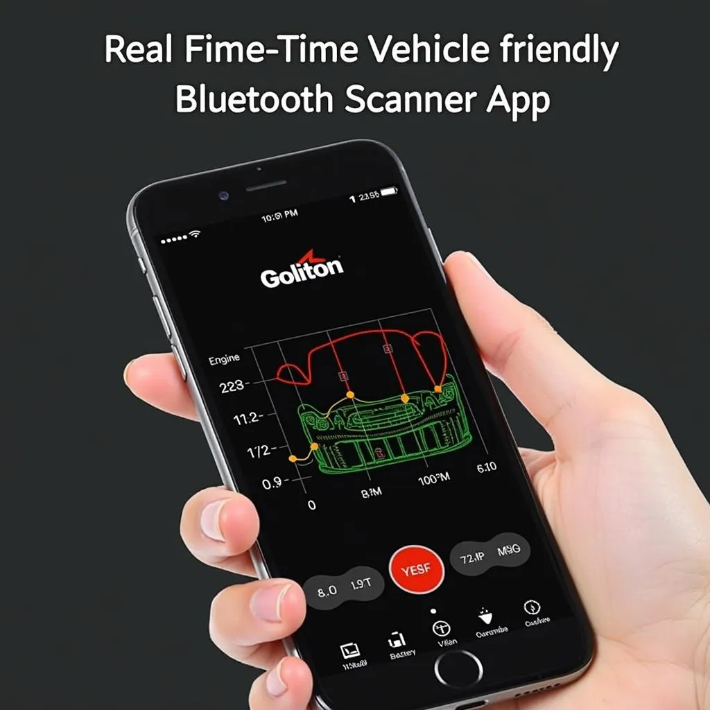 Smartphone displaying the Goliton OBD2 scanner app interface.