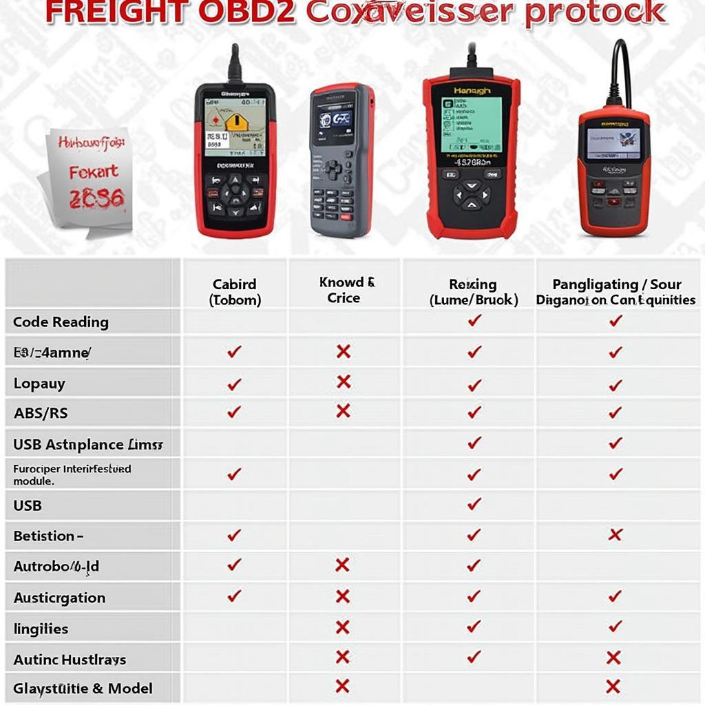 Harbour Freight OBD2 Scanner Comparison Chart