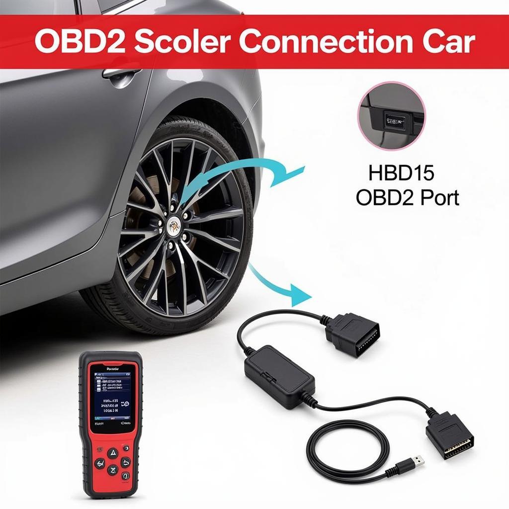 HD15 OBD2 Scanner Connected to Car