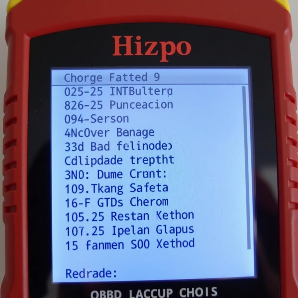 Hizpo OBD2 Scanner Displaying Error Codes