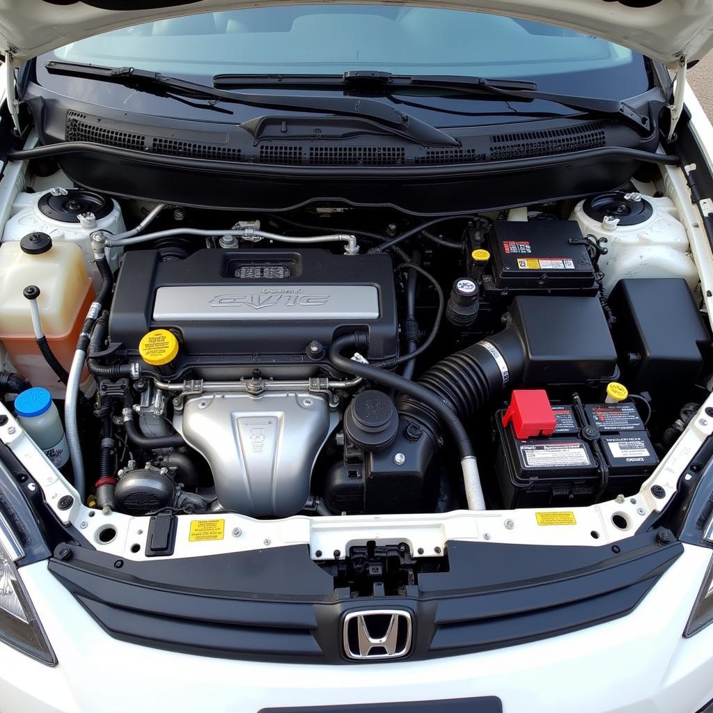 Honda Civic Engine Bay After OBD2 Conversion