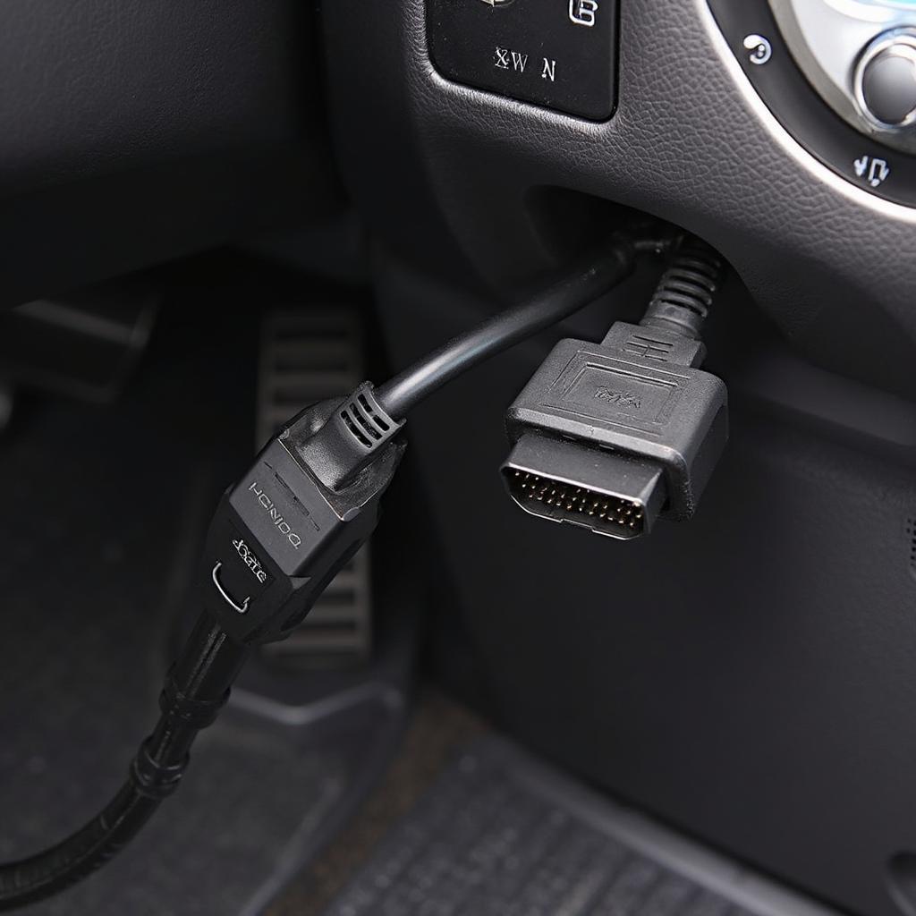 Honda HDS Cable Connected to OBD2 Port