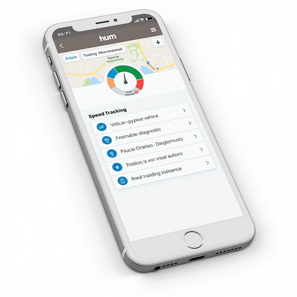 Hum App Interface with Speed Tracking and Other Features