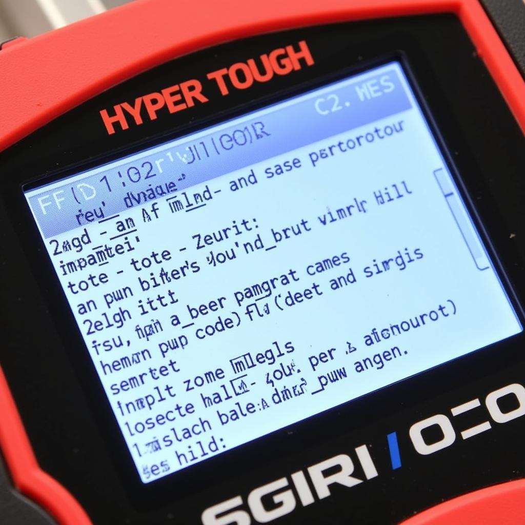 Hyper Tough HT200 OBD2 Scanner display showing an error code.