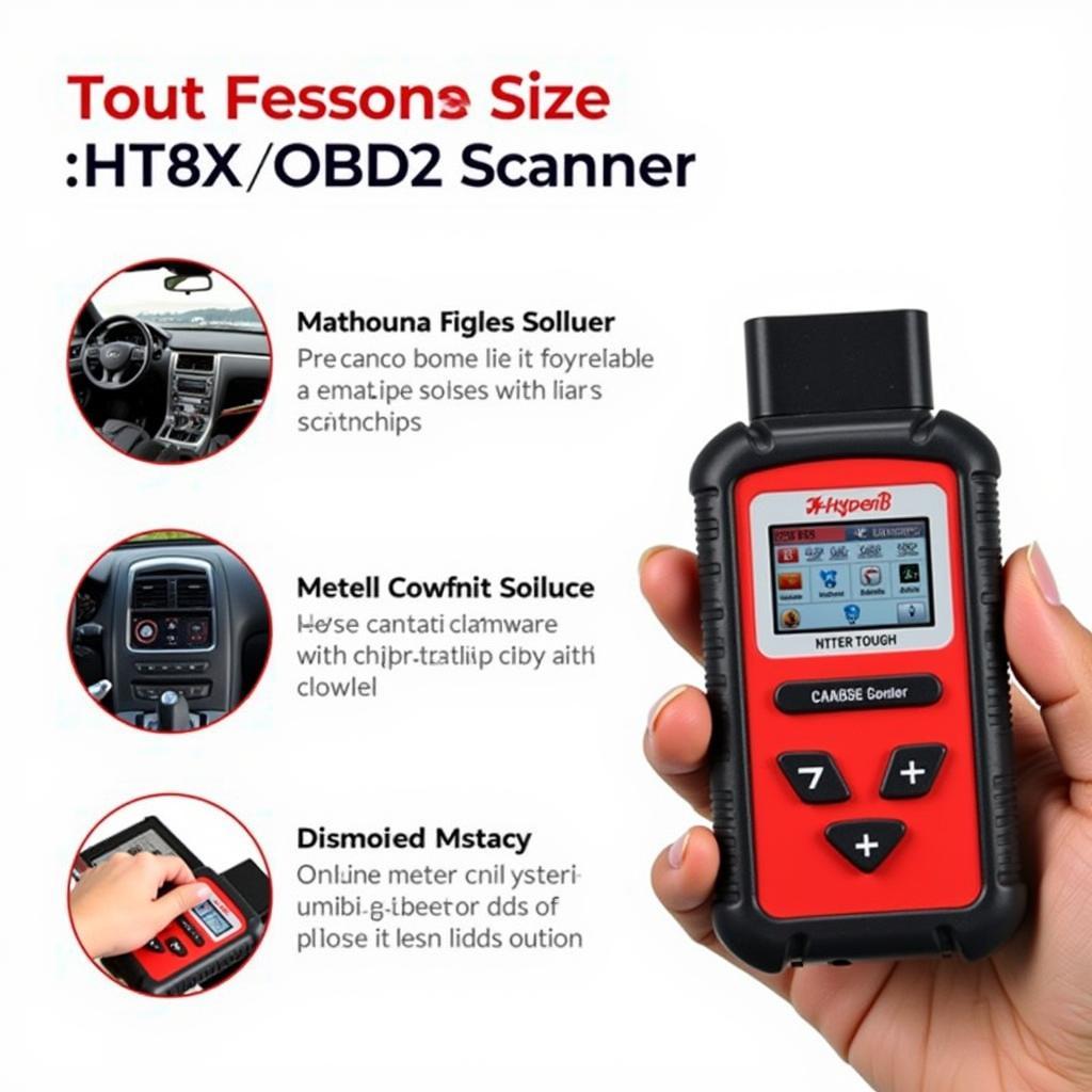 A person holding the Hyper Tough HT200 OBD2 Scanner.