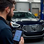 Hyundai Sonata with an OBD2 scanner plugged in