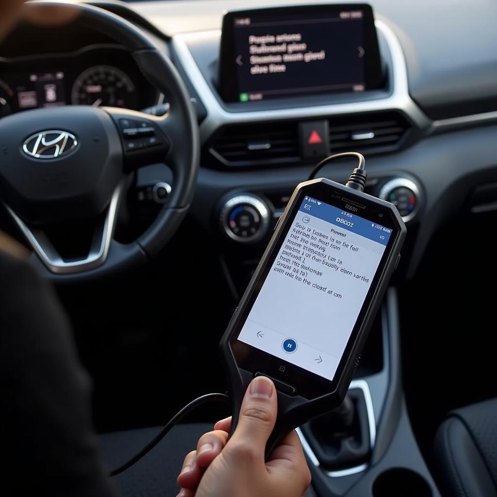 OBD2 Scanner Connected to a Hyundai Tucson