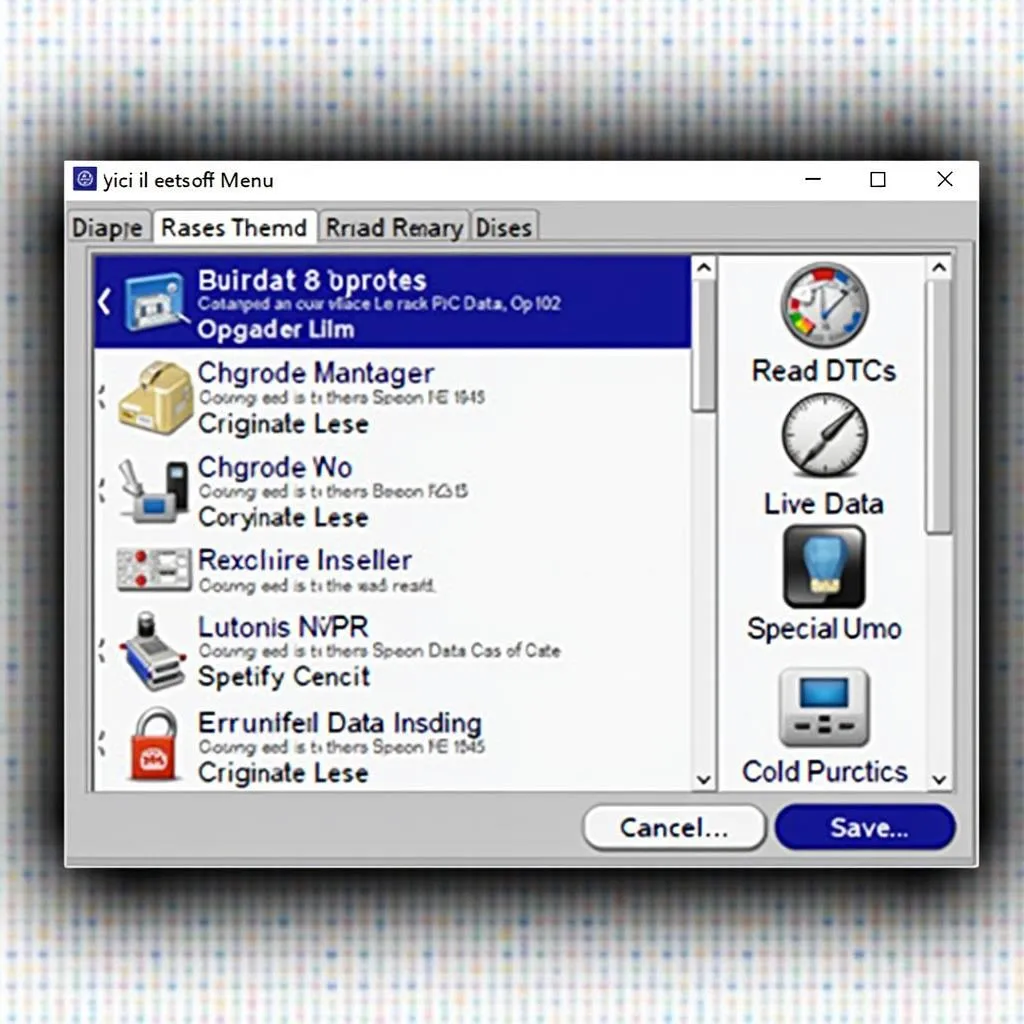 iCarsoft OP II OBD2 Scanner menu displaying diagnostic options.