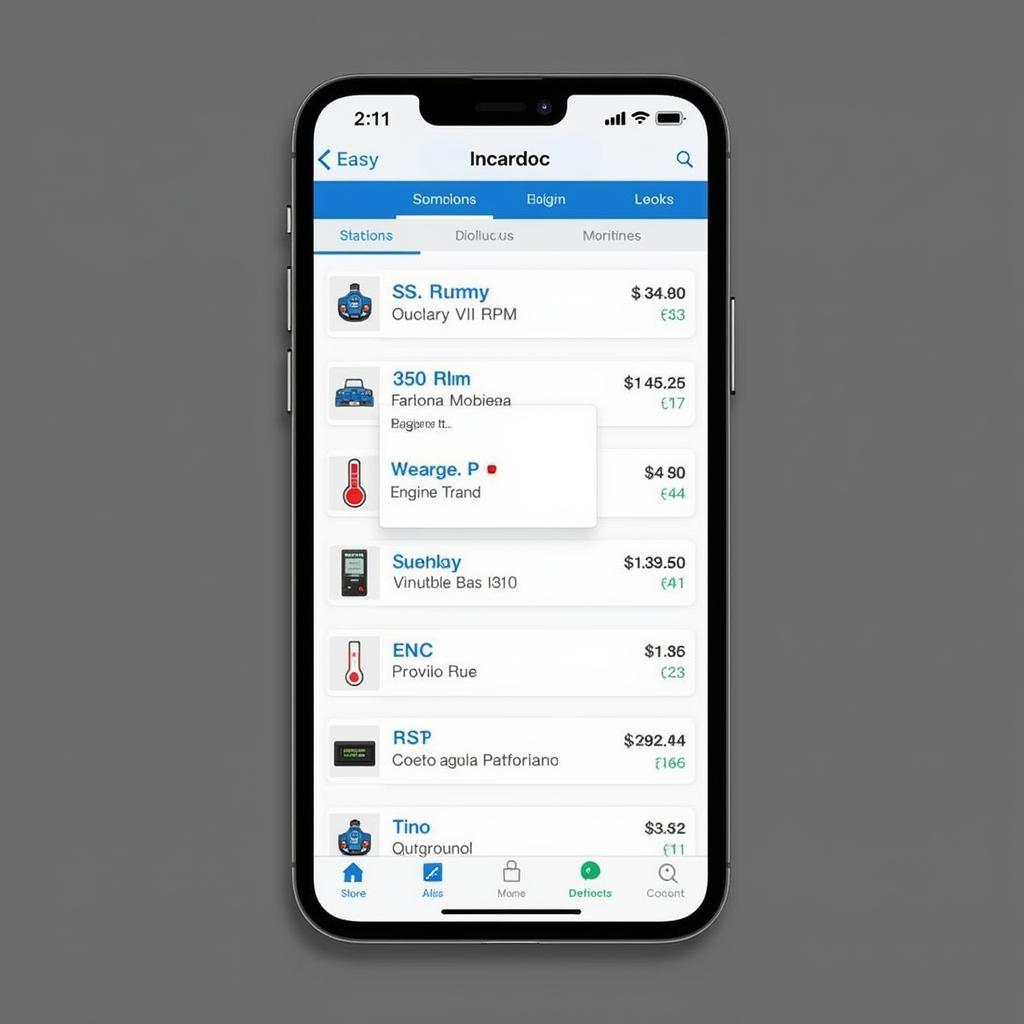 Incardoc App Displaying Car Diagnostics on a Smartphone