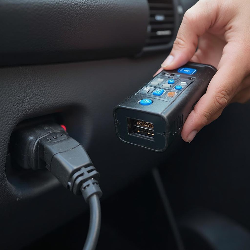 indrive obd2 scanner connected to a car's OBD-II port