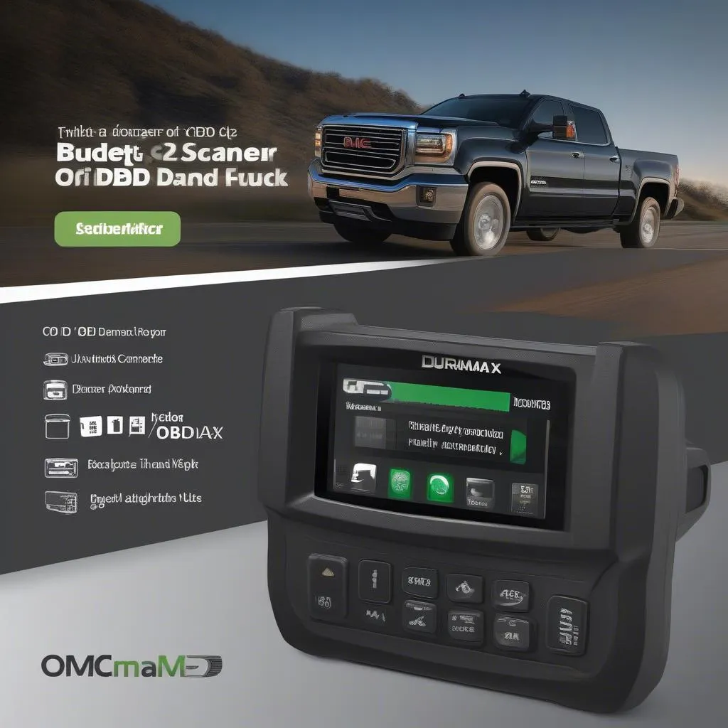 Affordable OBD2 scanner plugged into a GMC Duramax truck