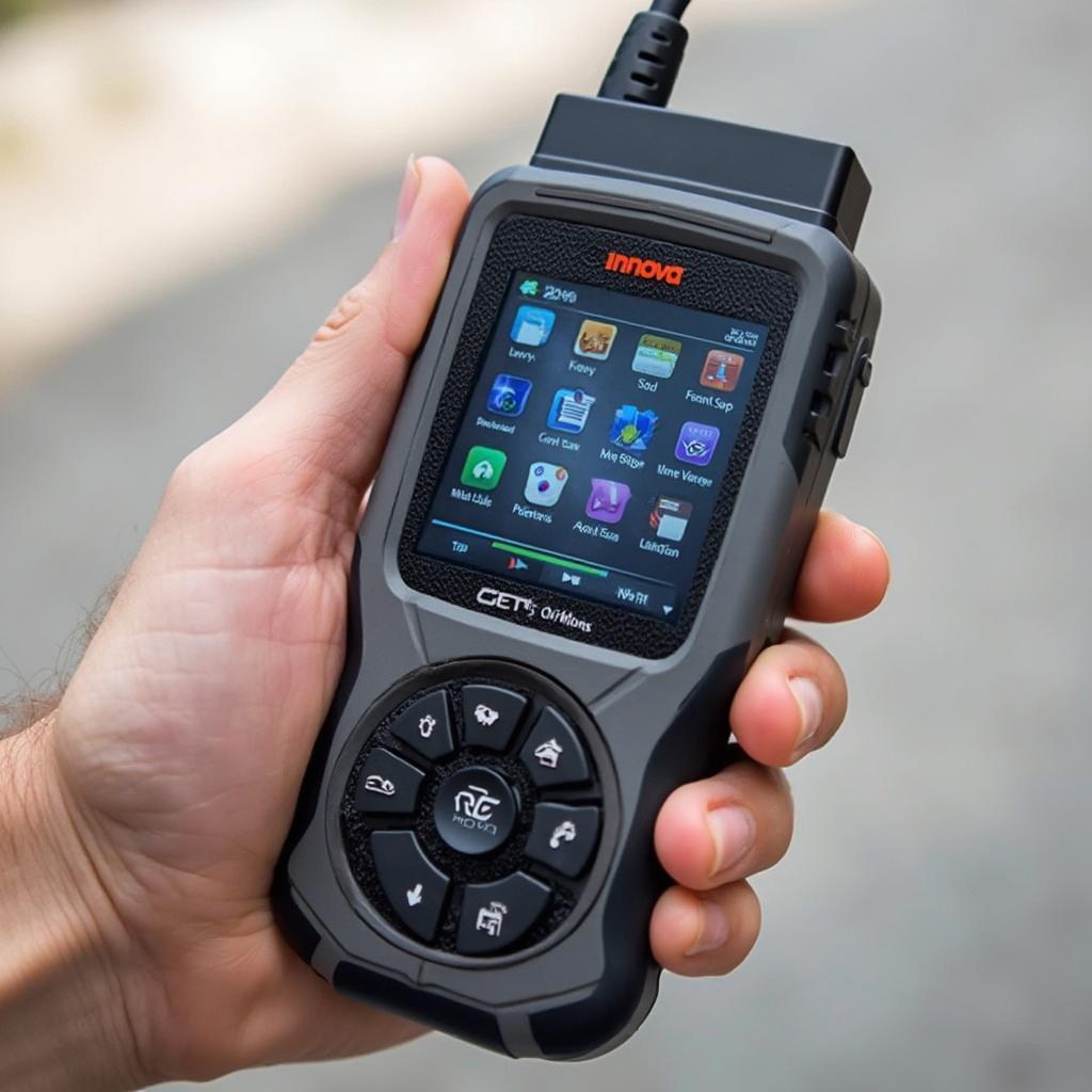 Holding the Innova 3030 OBD2 Scanner